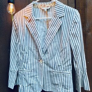 CAbi - Navy & white stripped blazer/jacket.